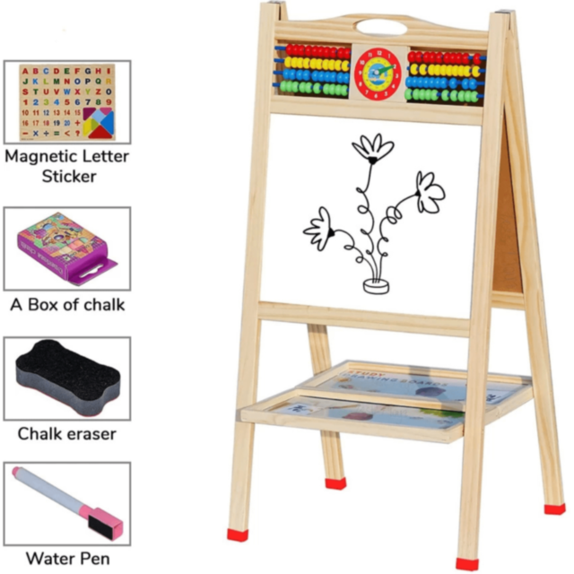 Tablă Educațională din Lemn cu Două Fețe