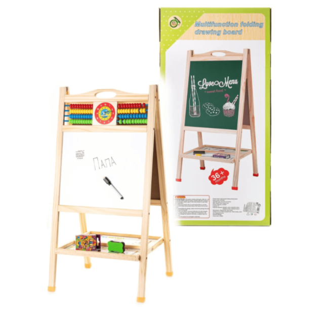 Tablă Educațională din Lemn cu Două Fețe