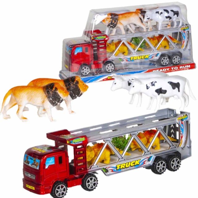 Camion cu Trailer și 6 Animale, 34cm