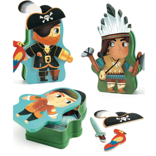 Set Magnetic Aventuri cu Pirat, Indian, Cavaler și Viking