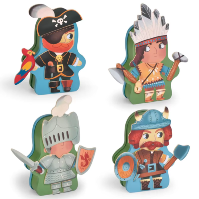 Set Magnetic Aventuri cu Pirat, Indian, Cavaler și Viking