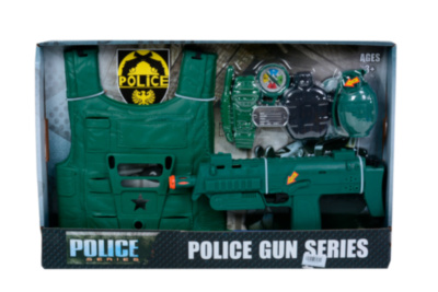 Set Polițist Fulger cu Mitralieră, Vestă Antiglonț, Grenadă, Sunete și Efecte Luminoase | image