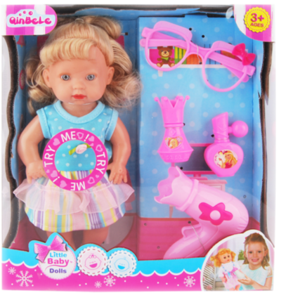 Păpușă Muzicală cu Ochelari, Uscător de Păr și Accesorii, 29cm | image