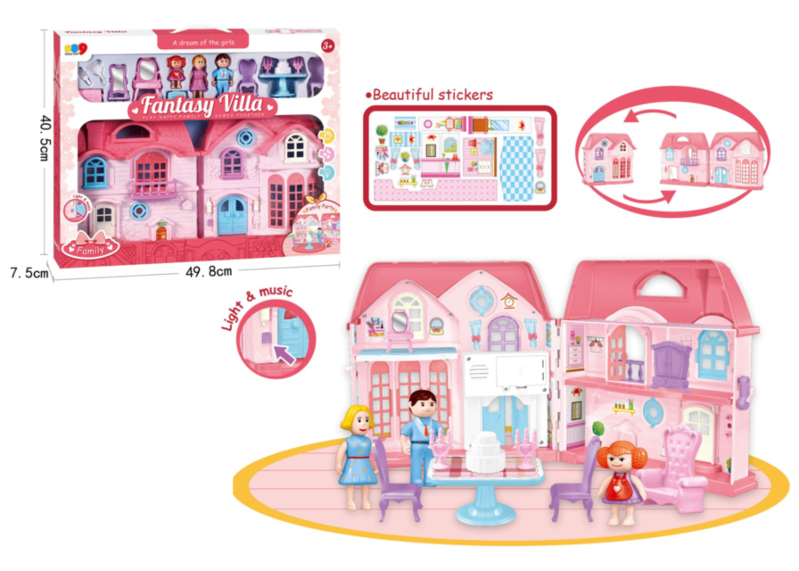 Căsuță de Păpuși cu Figurine și Mobilă