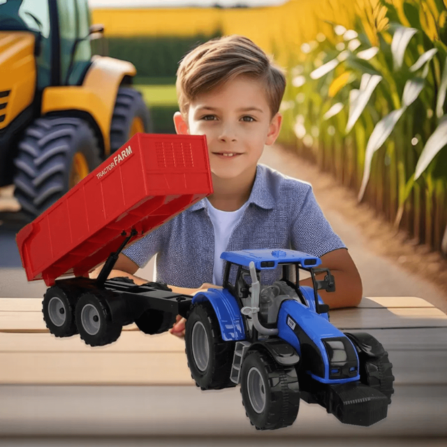 Tractor Fermă cu Remorcă Mare (culoare aleatorie)