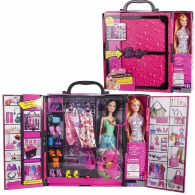 Papusa cu Garderobă, Set de Hăinuțe, Pantofiori și Accesorii pentru Păpuși | image