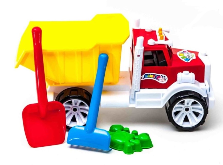 Camion cu Lopățica, Greblă și Formă de Nisip, 43cm