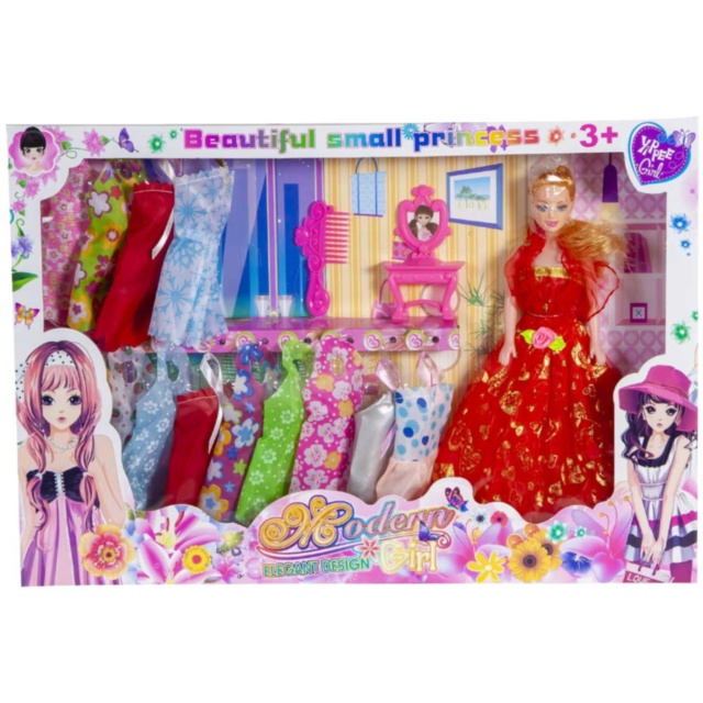 Barbie cu 12 Ținute și Oglindă 