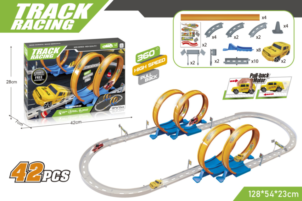 Circuit de Cascadorii cu 2 Mașinuțe, Curbe de 360 Incredibille