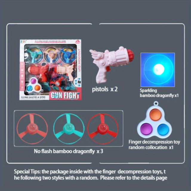 Set de Pistoale Zburătoare UFO cu Elice Luminoasă – Distracție Dublă pentru Copii