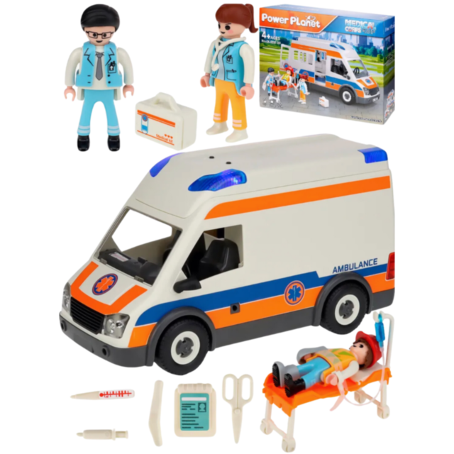 Ambulanță Medicală de Jucărie cu Echipaj și Accesorii