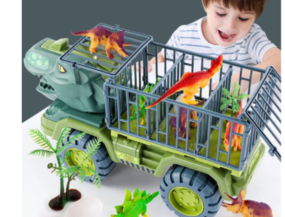 Camion Dinozaur cu Triceratops și Figurine Dino (model aleatoriu) | image