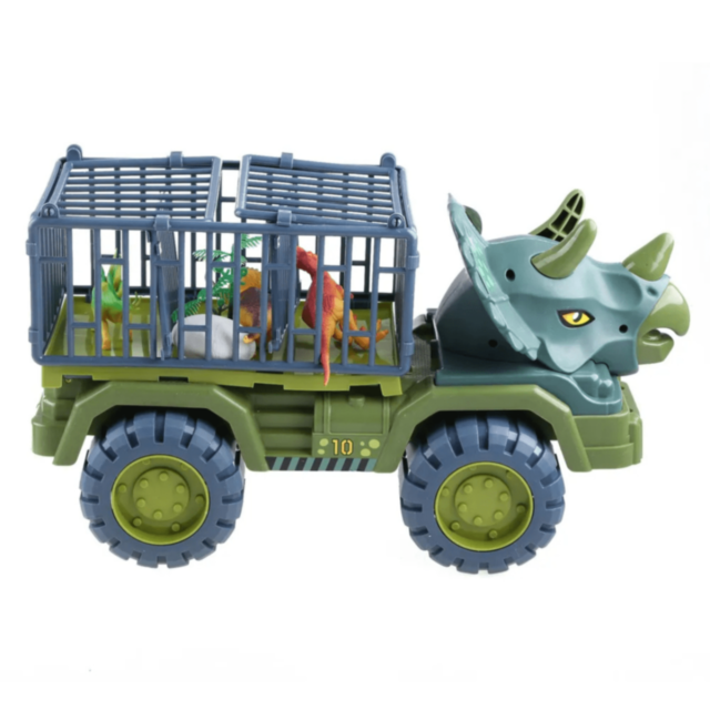 Camion Dinozaur cu Triceratops și Figurine Dino (model aleatoriu)