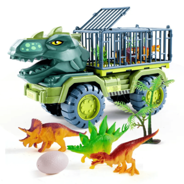 Camion Dinozaur cu Triceratops și Figurine Dino (model aleatoriu)