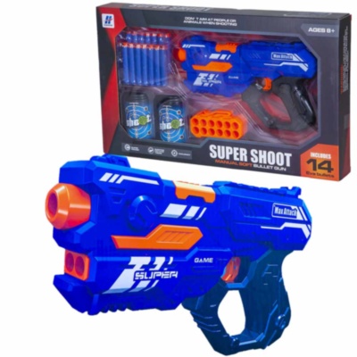 Pistol Blaster cu 14 Proiectile și 2 Conserve Țintă | image