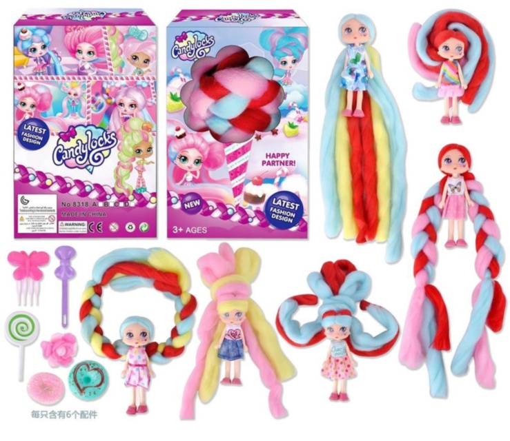 Păpușa Candylocks cu Părul de Vată de Zahăr