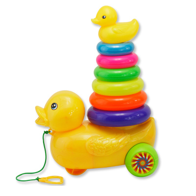 Rățușca cu Piramida Multicoloră cu Ață de Tras, 32cm | image