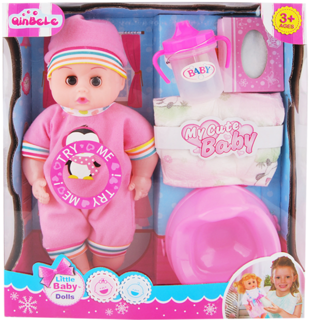 Bebeluș Interactiv cu Sunete, Pampers, Biberon, face pi-pi la oliță