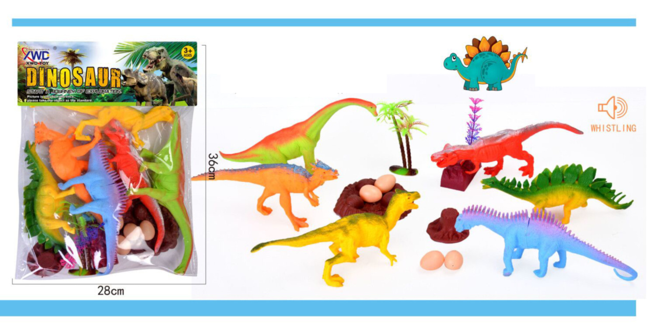 Set 6 Dinozauri Colorați cu Piuitoare