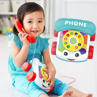 Telefon de jucărie cu roți și ață de tras – culori vesele | image