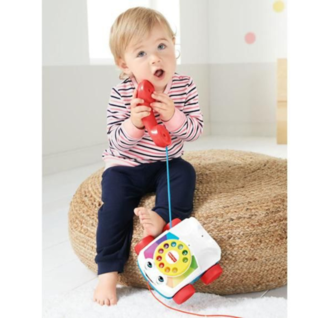 Telefon de jucărie cu roți și ață de tras – culori vesele