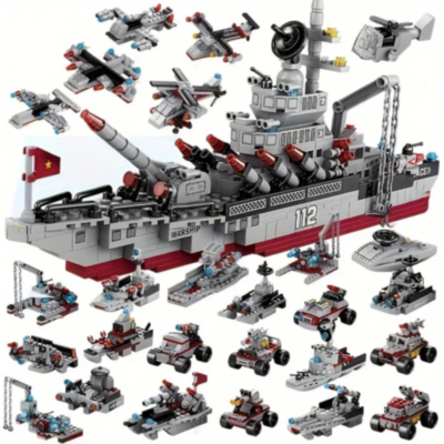 Set de Construcție Navă de Război 8 în 1 – 554 Piese și 2 Figurine Incluse | image