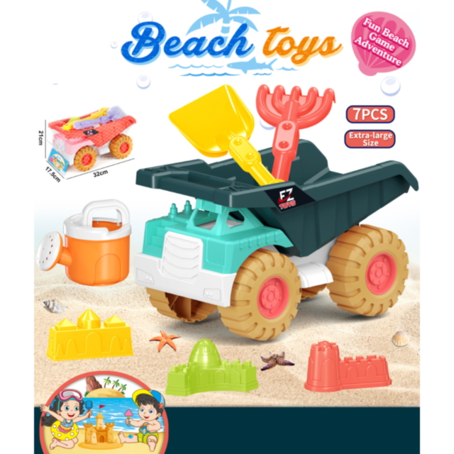 Set Jucării de Plajă cu Camion Basculant și 7 Piese (culoare aleatorie)