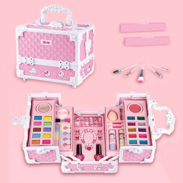 Set Machiaj Copii Valiză Roz cu Accesorii 