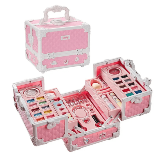 Set Machiaj Copii Valiză Roz cu Accesorii 