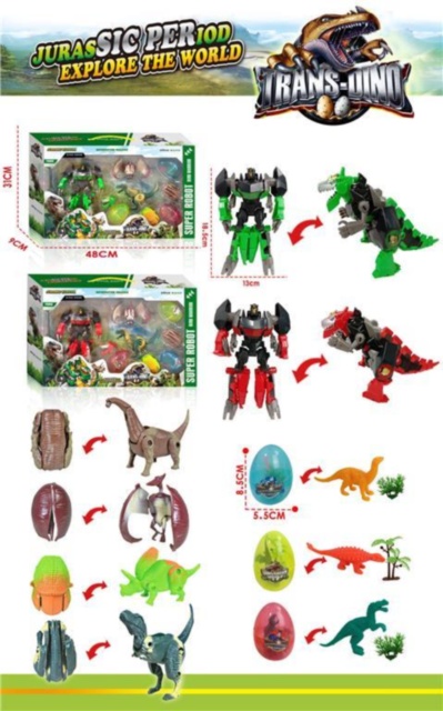 Set Robot, 4 Dinozauri și 3 Ouă Transformeri
