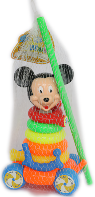 Piramida Multicoloră cu Roți și Ață de Tras, 32cm