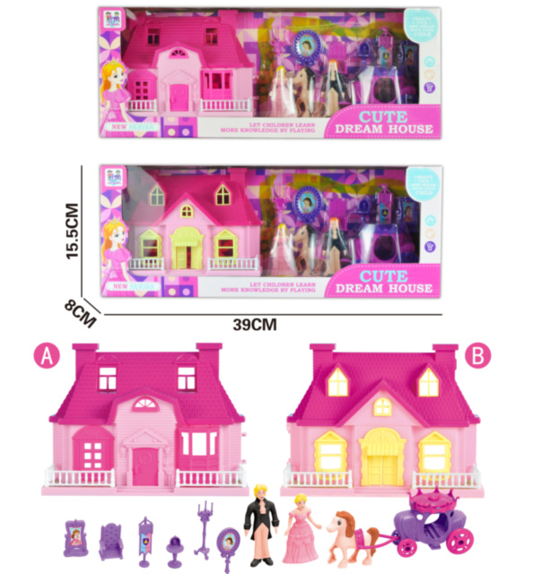 Căsuță de Păpuși cu Figurine și Mobilă