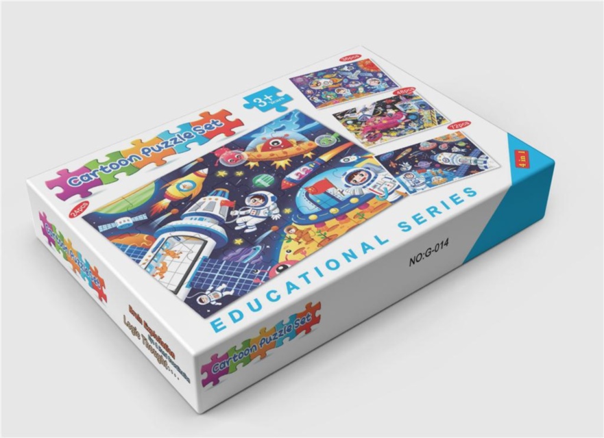 Set de 4 Puzzle-uri Educaționale cu Astronauți și Rachete