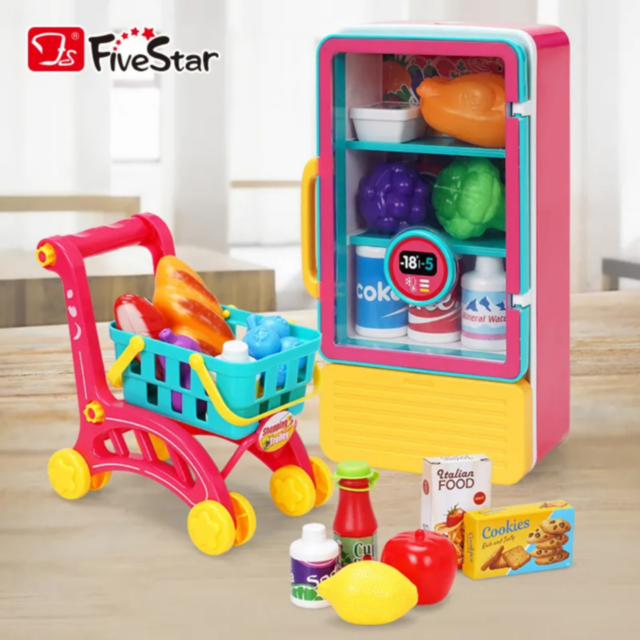 Set Interactiv Frigider și Coș de Cumpărături – Lumini și Sunete (culoare aleatorie)