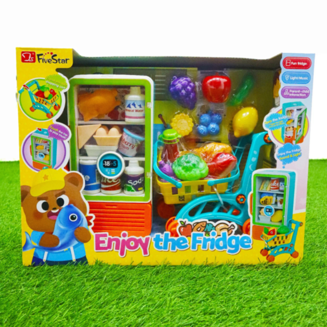 Set Interactiv Frigider și Coș de Cumpărături – Lumini și Sunete (culoare aleatorie)