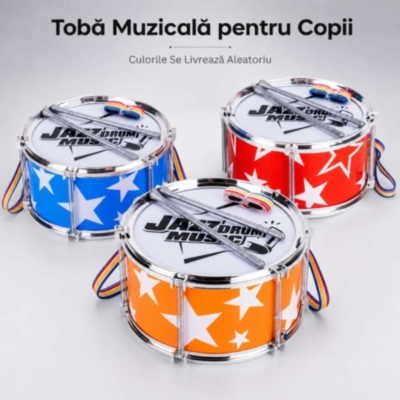 Tobă Muzicală pentru Copii cu Curea și Bețe | image