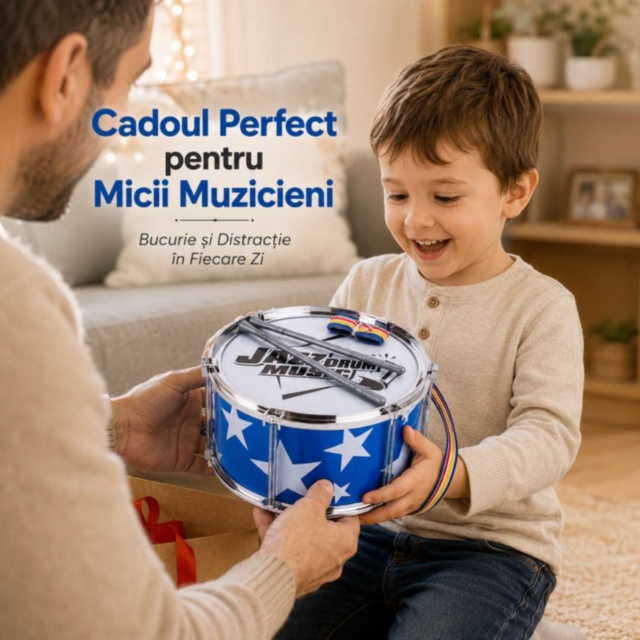 Tobă Muzicală pentru Copii cu Curea și Bețe
