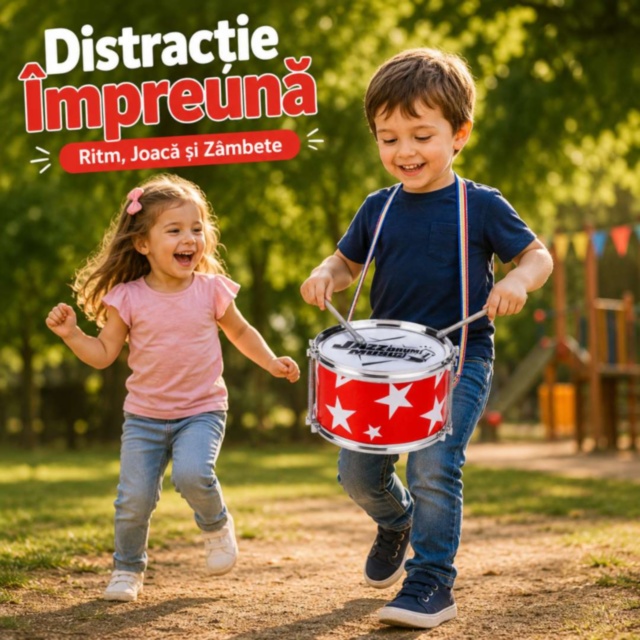 Tobă Muzicală pentru Copii cu Curea și Bețe