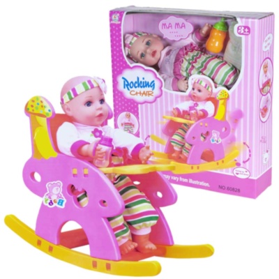 Bebeluș cu 4 Sunete Realiste, Scăunel de Masă, Biberon și Pampers | image