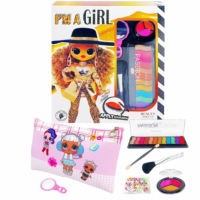 Trusa de Farduri cu Oglindă, Pensulă Machiaj și Gentuță | image