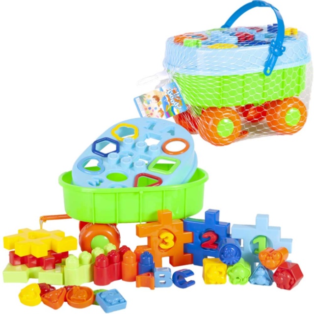 Remorca Multifuncțională, Educativă cu Blocuri, Litere/Cifre, Figuri Geometrice 