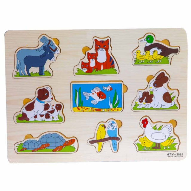 Puzzle Incastru din Lemn cu Animale 