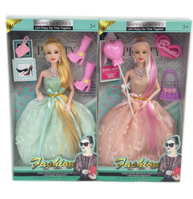 Barbie în Rochie Elegantă, Pieptene, Gentuță și Balon