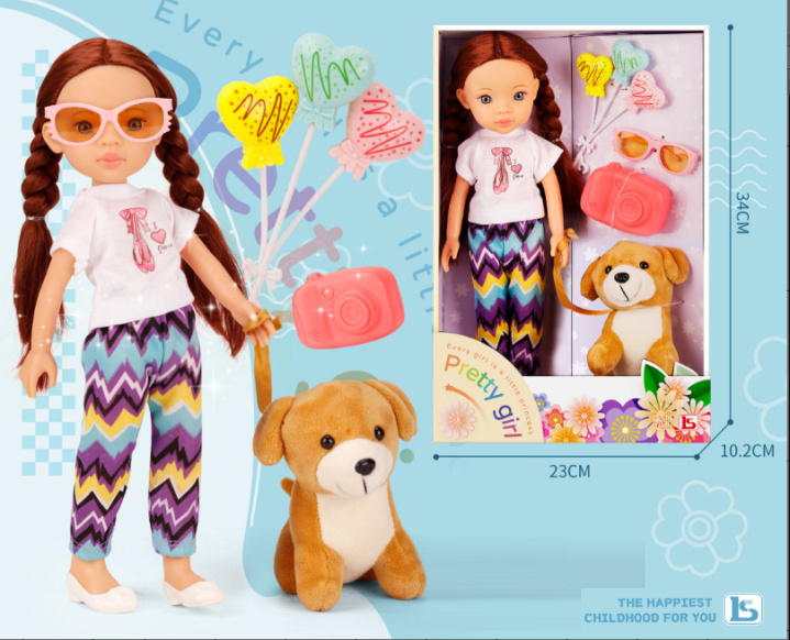 Păpușă din Vinil cu Ursuleț de Pluș și Accesorii