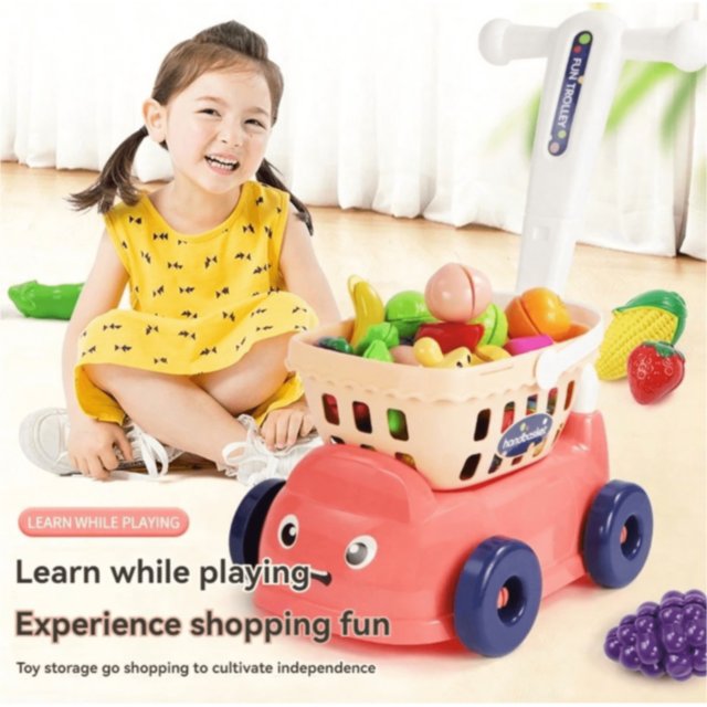 Cărucior de cumpărături cu 22 accesorii pentru copii (culoare aleatorie)