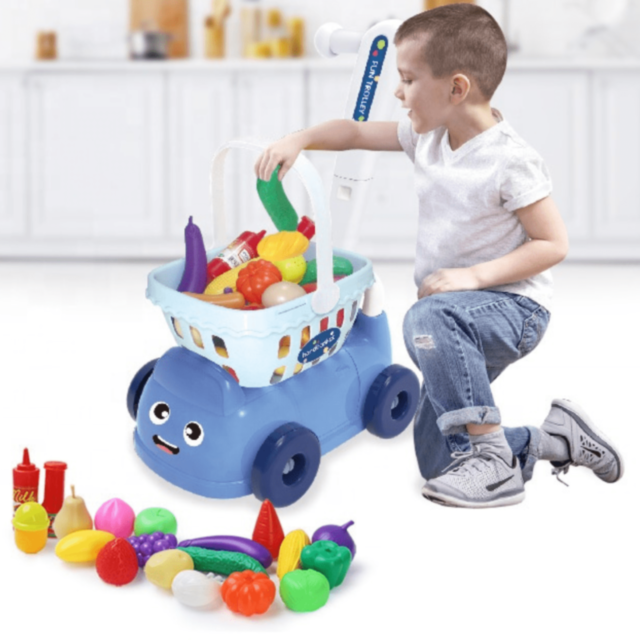 Cărucior de cumpărături cu 22 accesorii pentru copii (culoare aleatorie)