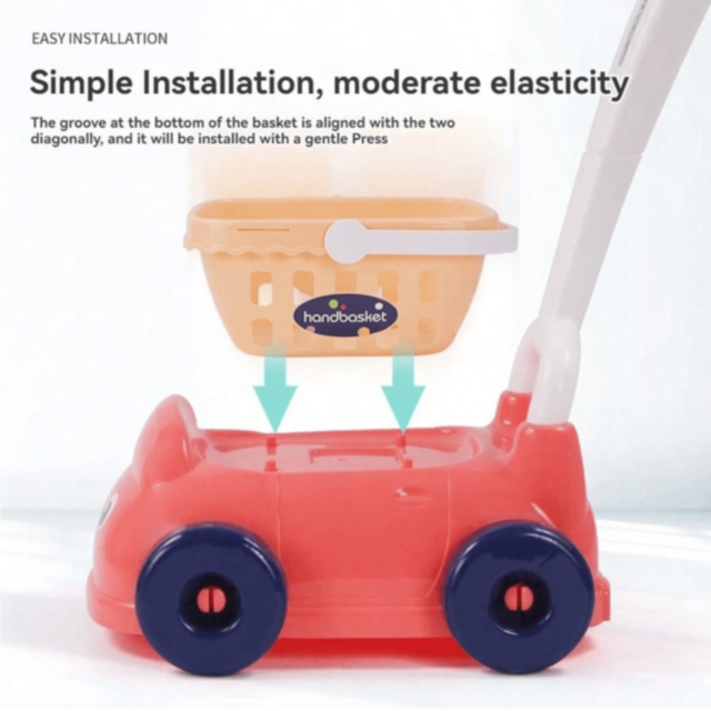 Cărucior de cumpărături cu 22 accesorii pentru copii (culoare aleatorie)