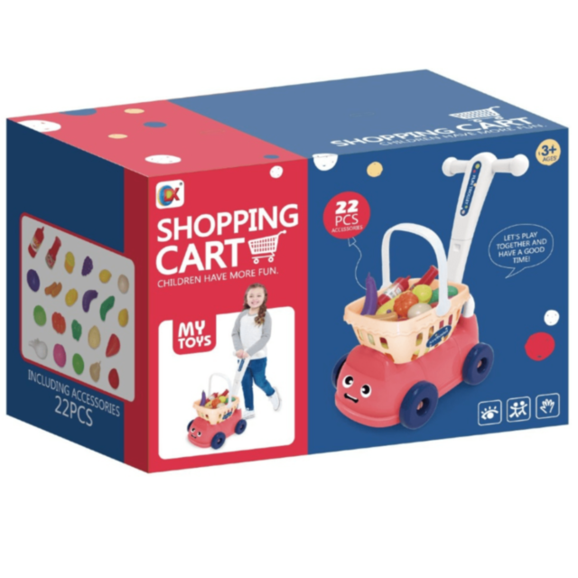 Cărucior de cumpărături cu 22 accesorii pentru copii (culoare aleatorie)