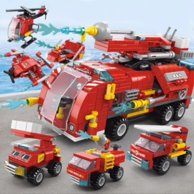 Set de Construcție Fire Rescue 6-în-1 – Vehicule de Pompieri și Salvare, 493 piese | image