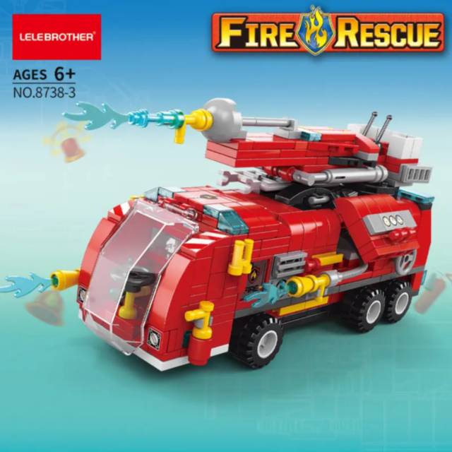 Set de Construcție Fire Rescue 6-în-1 – Vehicule de Pompieri și Salvare, 493 piese